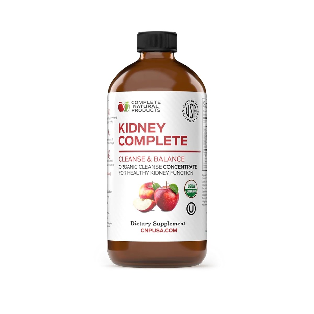 Kompletní přírodní ledviny Kompletní - Liquid dietní dodatek pro podporu ledvin, Čisté, a Detox s jablečným octem, Lemon, Organic Chanca Piedra, Beet, kyselina citronová, vitamín C, & Více - 12oz