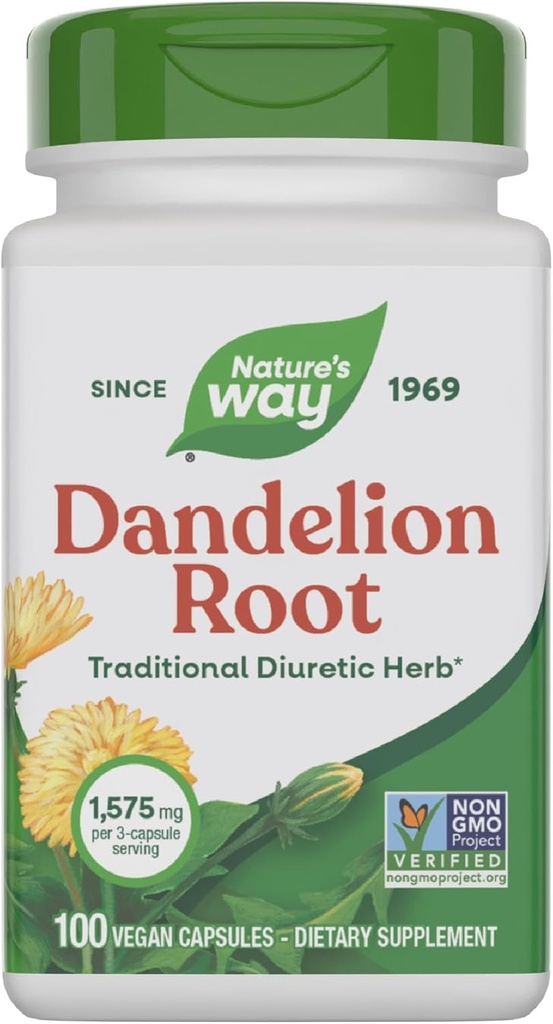 Nature 's Way Pampelion Root, Traditional Diuretic Herb *, Vegan Pampelion Root Capsules, 100 Count (Balení květen Vary)