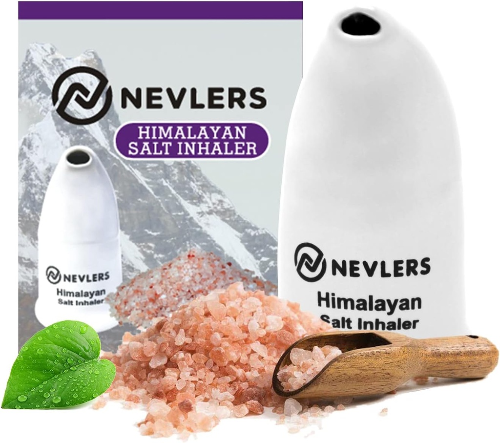 Nevels White Himalayan Salt Inhaler pro Plíce & Nose s 6 Oz Coasse Pink Himalayan Sea Salt 124; Přenosné Keramické Himalájské Pink Salt Inhaler 124; Přírodní Homeopatická úleva