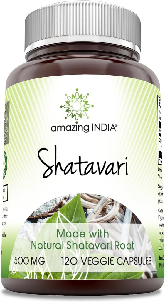 Úžasné Indie přírodní Shatavari dodatek 124; 500 Mg per Serving 124; 120 Veggie Kapsle 124; Non- GMO 124; Gluten- Free 124; Made in USA