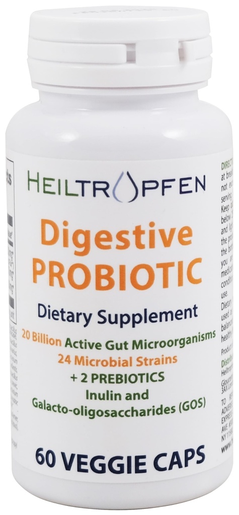 Heiltropfen Digestive Probiotic + Prebiotic CLAS124; 24 Strany 124; 20 Miliardy CFU 124; 60 Kapsle 124; Aktivní Gut CLAS124; Inulin a GOS CLAS124; Dietní doplněk CLAS124; Third-Party Testováno