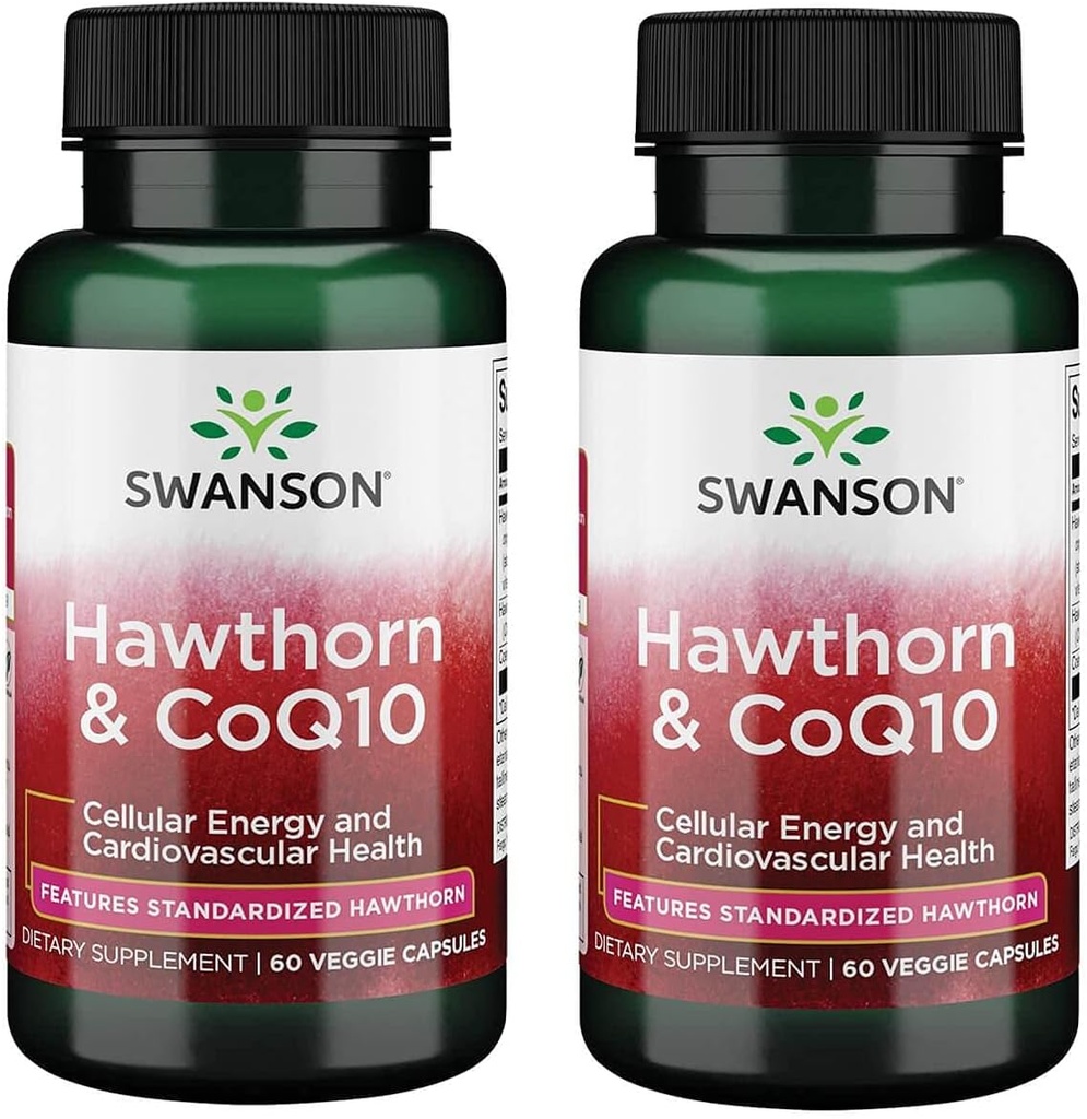 Swanson Hawthorn & Coq10 60 Veg tobolky (2 balení)