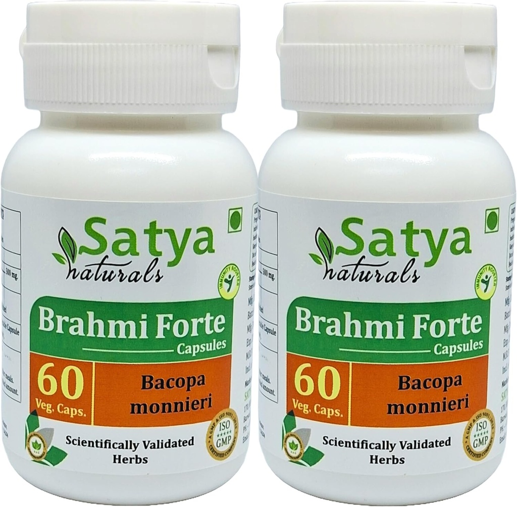 Brahmi Forte Kapsle 500 mg. 60 Veg. Kapsle 124; Brahmi (Bacopa Monnieri) Extract Kapsle pro muže a ženy 124; Ayurvedic Herbal Supplement / Remedies Dublin 124; 10: 1 Forte (2 láhve 60 Kapsle)