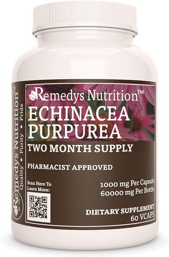 Remedy je výživa Echinacea current 124; 1000 mg, 60 Vegan kapsle Bylinné dietní doplněk current 124; Dva měsíce Dodávka
