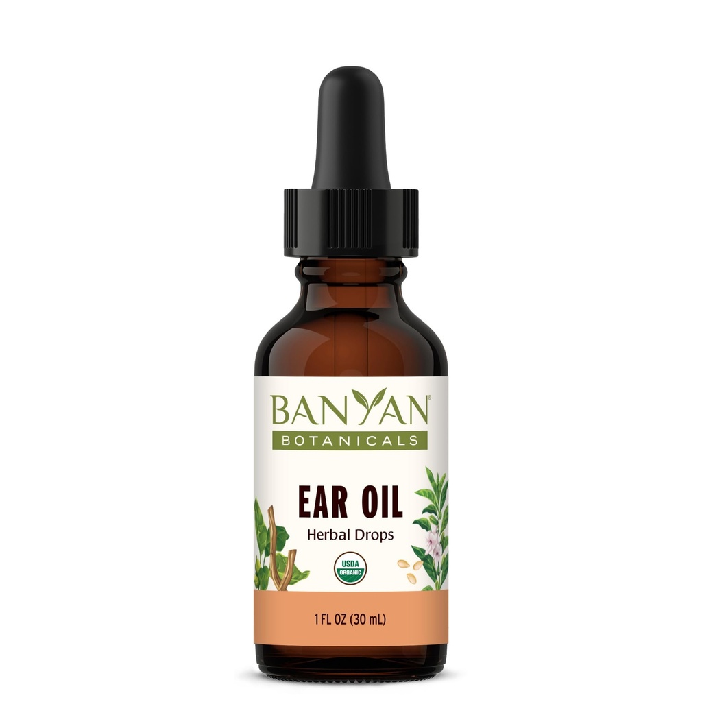 Banyan Botanicals Uar Oil - Organic Herbal Oil Ušní Drops s Ashwagandha a Česnek - Soothing a Comforting for The Ears - 1 oz - Non GMO Udržitelně Sourced Vegan