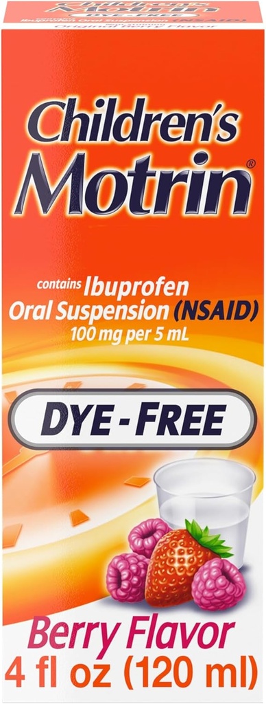 Dětské Motrin Oral Suspension Medicine for Kids, 100mg Ibuprofen, Berry Ochucené, 4 f. oz