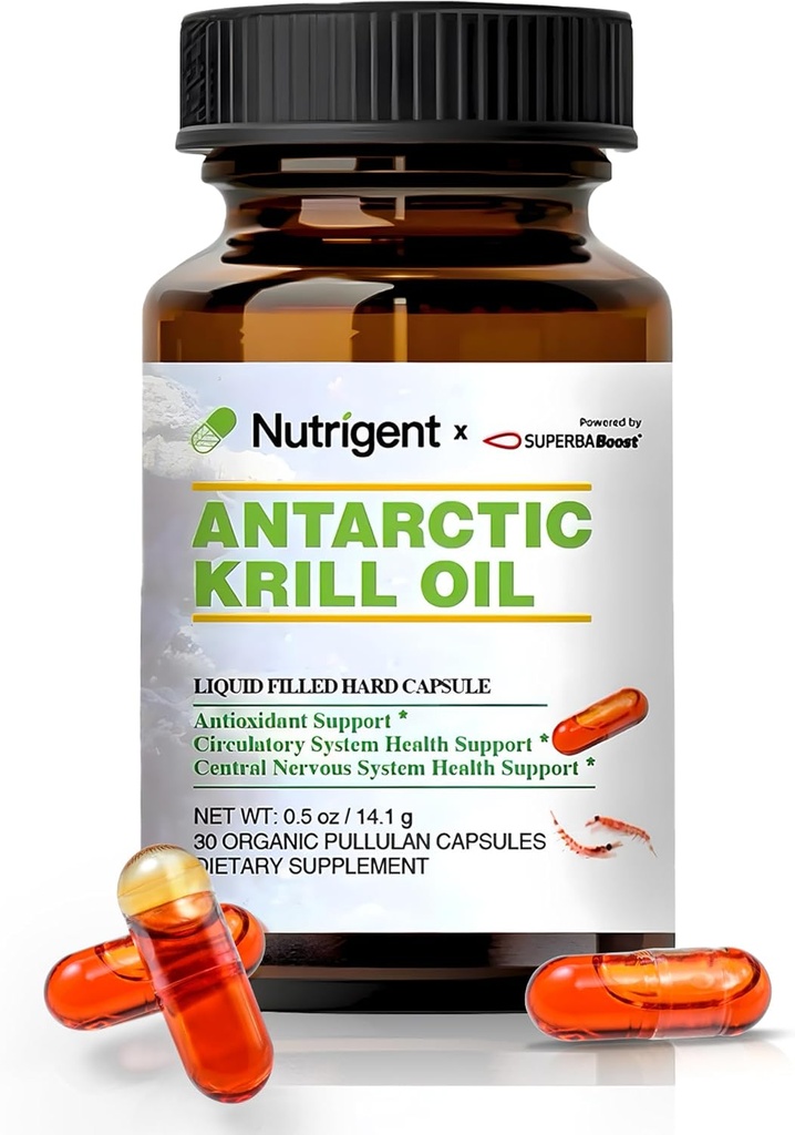 Antarktický krilový olej 350 mg, kapalné plněné organické kapsle, Omega33 EPA, DHA, Astaxanthin a fosfolipidy dodatek, podpůrná srdce, mozek a společné zdraví, No Fish After taste, 30 Počet