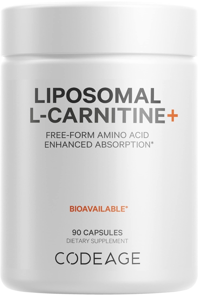 Kodeage Lipozomální L- karnitin + dodatek - 500 mg L- karnitin L- tartarát per Serving - Free- Form Amino Acid - Karnitin - Lipozomální dodávka - Vegan, Non- GMO, gluten- Free - 90 Kapsle