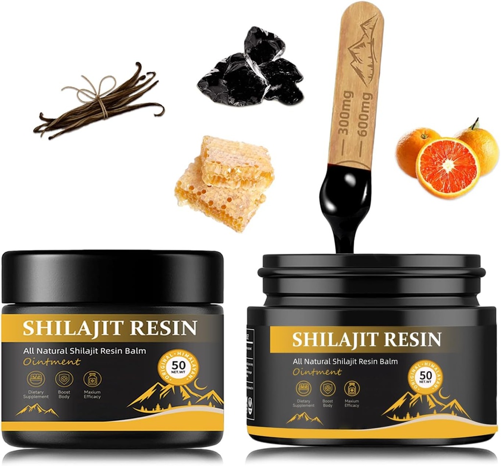 shilajit Resin pro muže - Maximální potence přírodní organické Shilajit Resin v 85 + Stopy Minerály, Zlatá třída Himalayan Pure Shiljait pro energii, imunitní podpora, 50 Grams Pack 2 (6 měsíců dodávky)