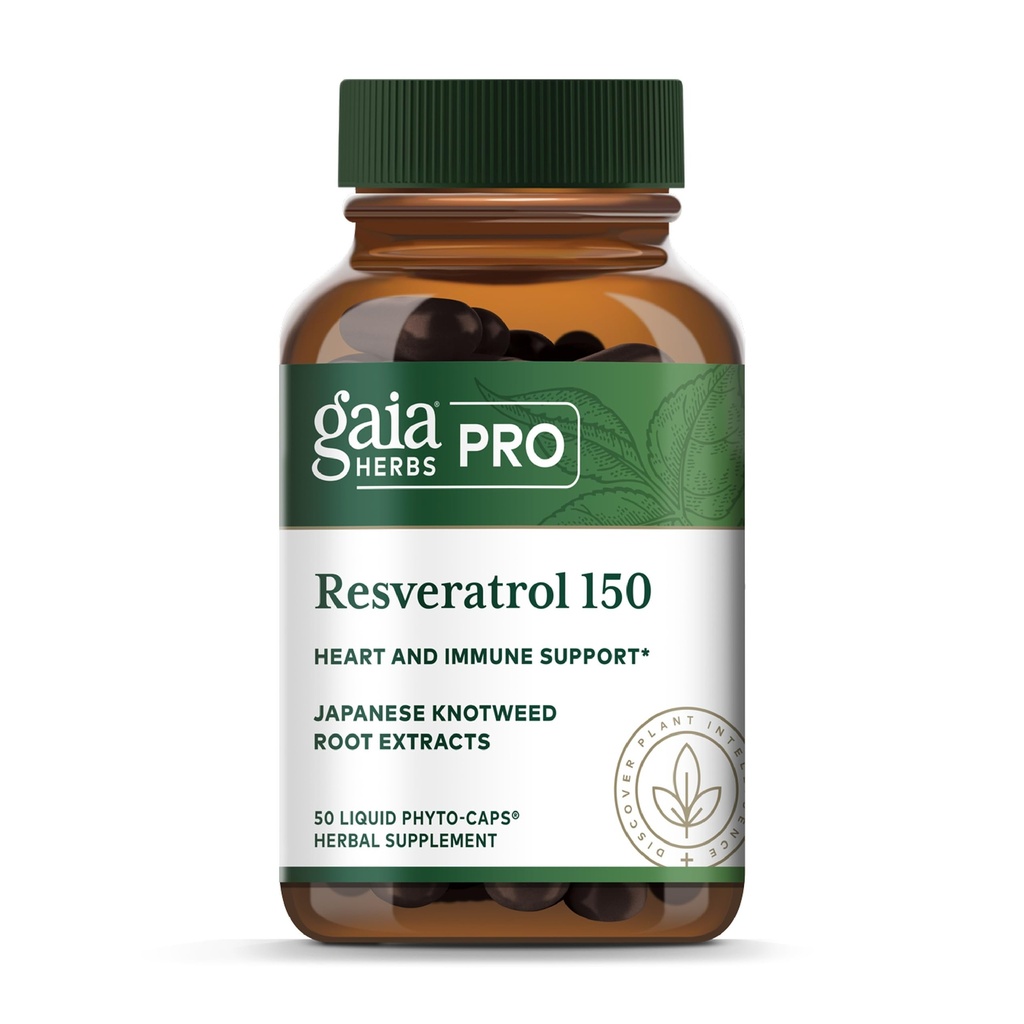 GAIA HERBS PRO Resveratrol 150 - Nabízí srdeční zdraví a imunitní podporu - Obsahuje japonské Knotweed - Vegan, Soy- Free & gluten- Free - 50 Liquid Phyto-Caps (25 Služeb)