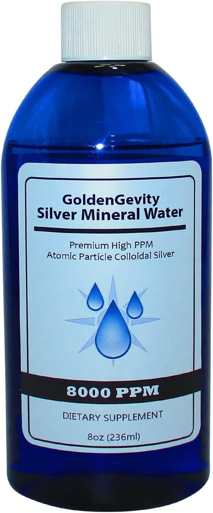 8000 PPM Bioactive Atomic Koloidal Silver, 8 oz cr124; Non- Toxický, Non- GMO Stopa Mineral Imunitation Supplement