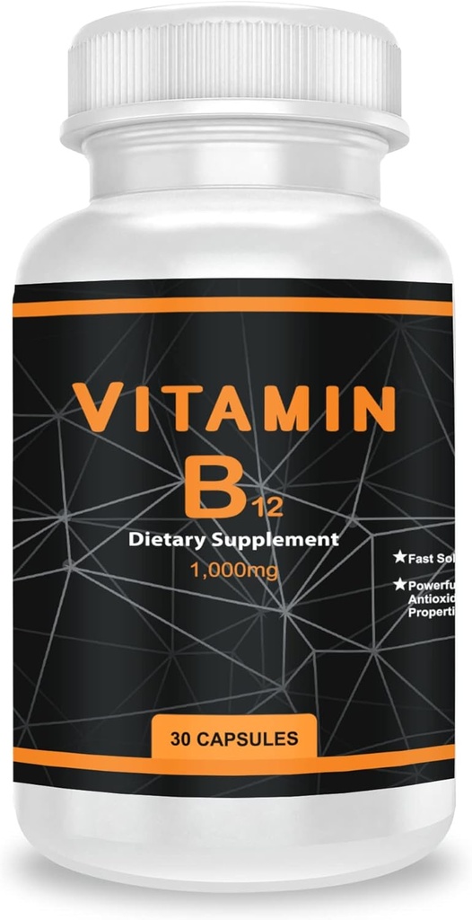QEI vitamin B12 1000mg, podporuje energetickou metabolizaci a nervovou soustavu, vitamin dodatek, 30 Kapsle