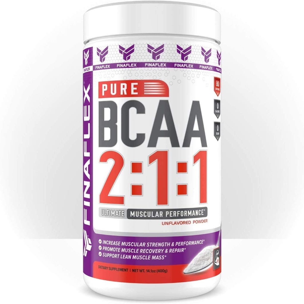 FINAFLEX Pure BCAA 2: 1: 1, Neochucené - 14,1 oz - Promotes Strength, Recovery & Performance - s 2: 1: 1 Poměr leucinu, isoleucin & Valin + vitamin C - 80 Služeb