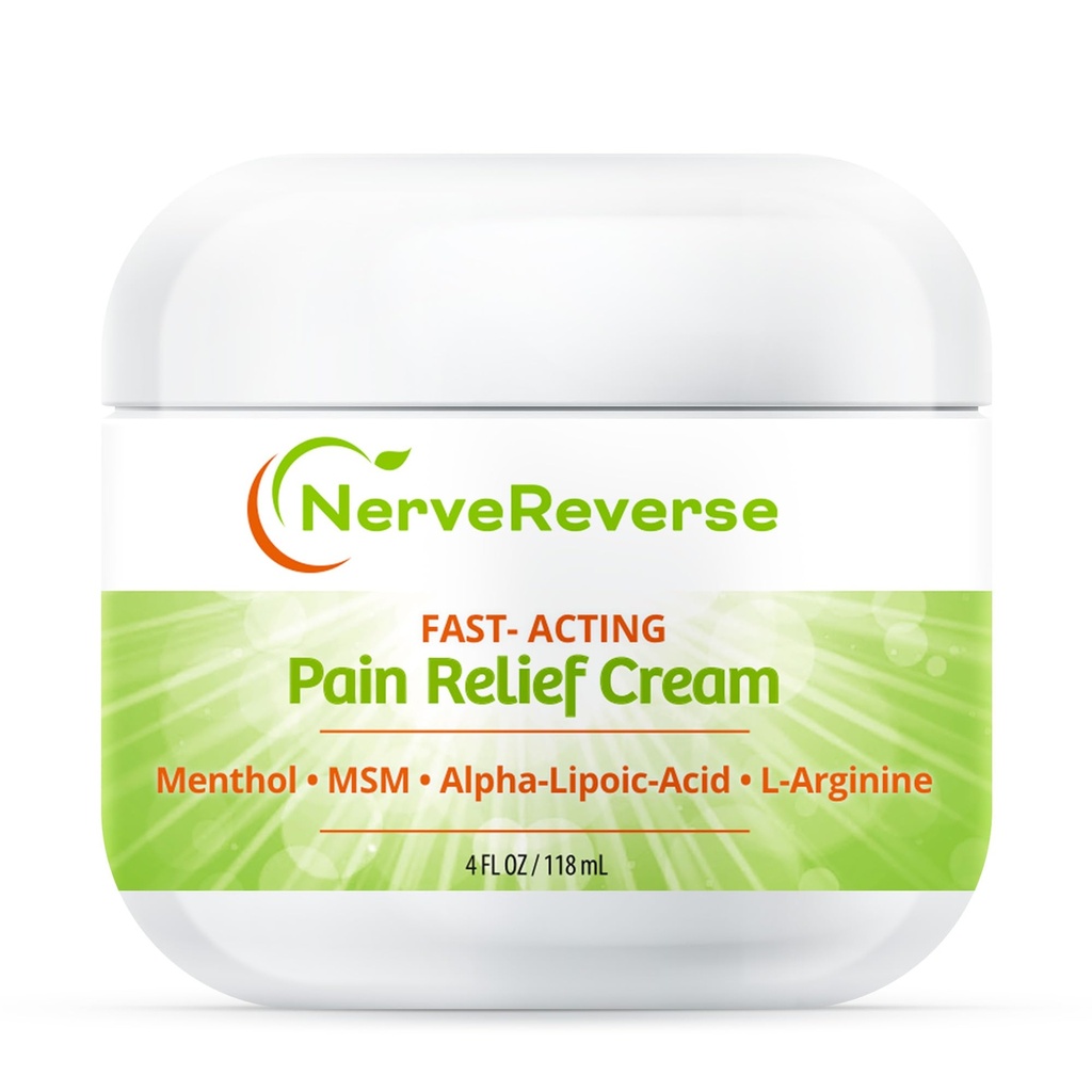 NerveReverse - Neuropatie Pain Relief Cream pro nohy, ruce, nohy. Velký 4 OZ. JAR. Fast- acting, Maximální síla krém s 4% menthol, MSM, L-karnitin, L-arginin, vitamin E, vitamin B6
