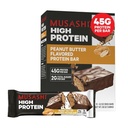 MUSASHI High Protein Bar, 45g protein, 2g Celkem Sugars, arašídové máslo & Mléčné čokolády obalené, Post Workout a protein Snack On The Go, 12 Pack of 3.2oz (90g) Bary