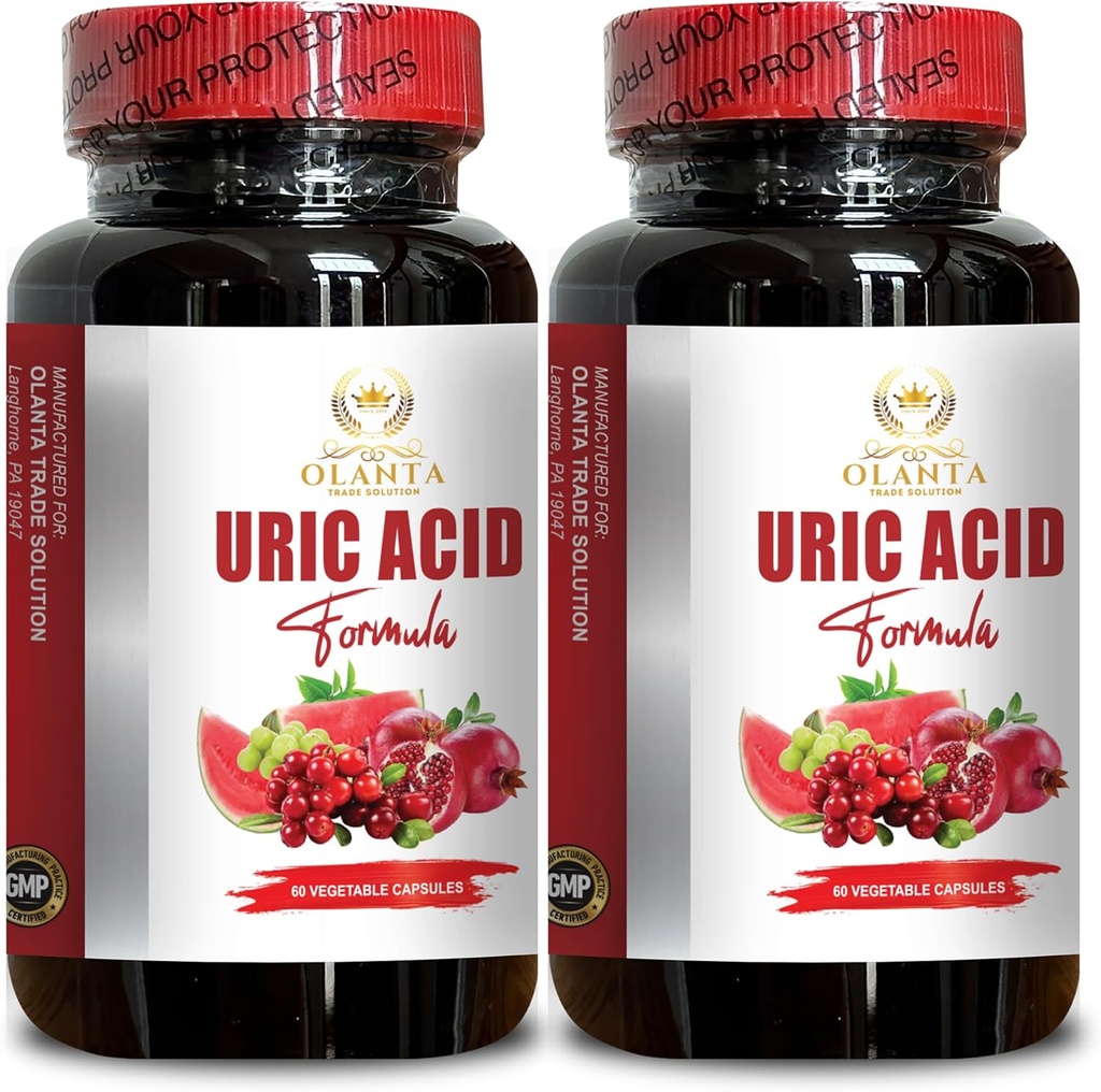Acid Support URIC - Tart Cherry Capsules, Celery Seed Acid Supplement, Podpora mobility, Joint Comfort & Ledviny Support Pills - 2 Lahve 120 Kapsle