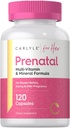 Carlyle Prenatal Vitamíny pro ženy 124; 120 Kapsle 124; Multivitamin a minerální vzorec s kyselinou listovou 124; Non- GMO a gluten zdarma doplněk 124; pro ni