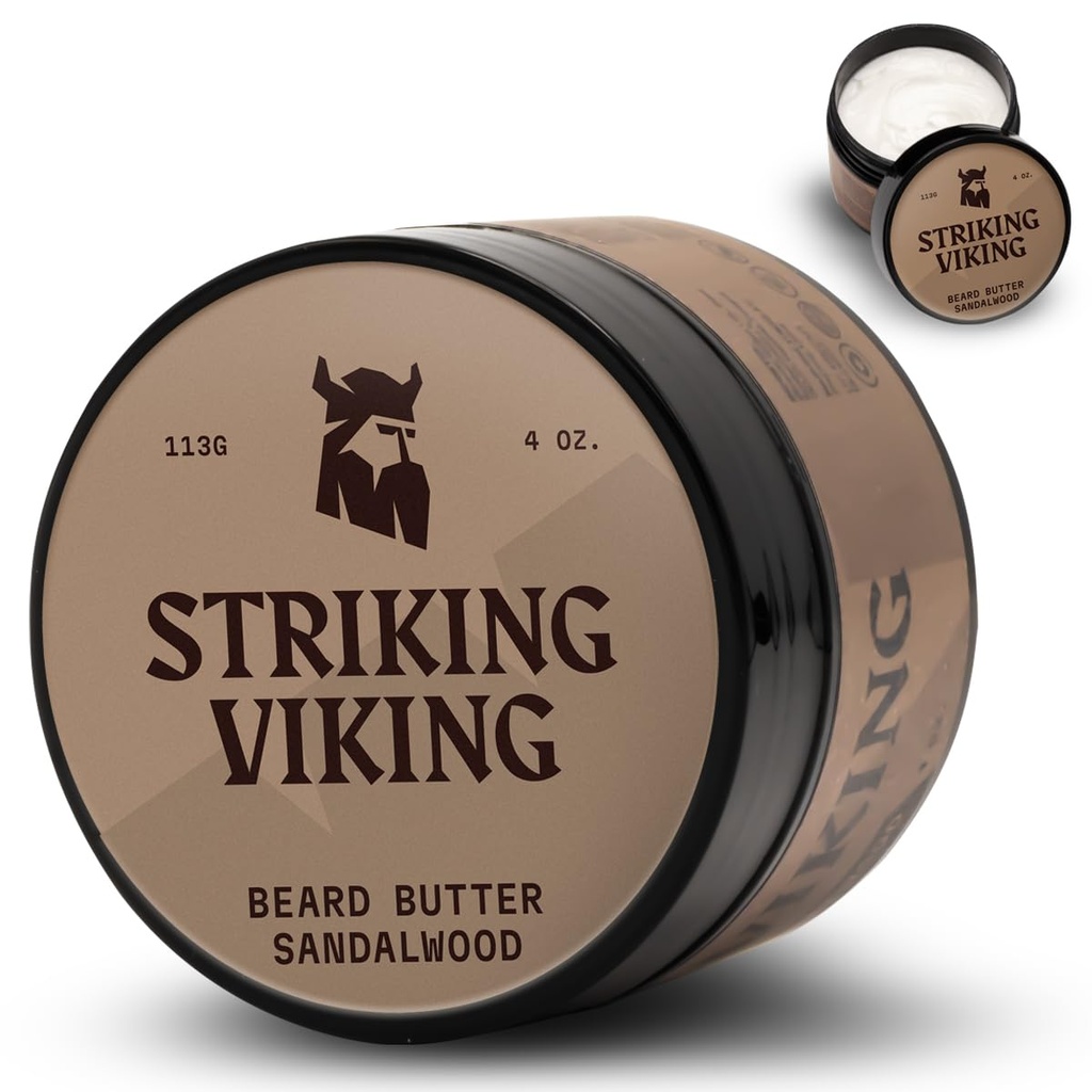 Striking Viking Sandalwood Beard Softener pro muže - Non- Greasy Cream Formule s přírodními přísadami pro hydratované a osvěžující vousy (4oz)