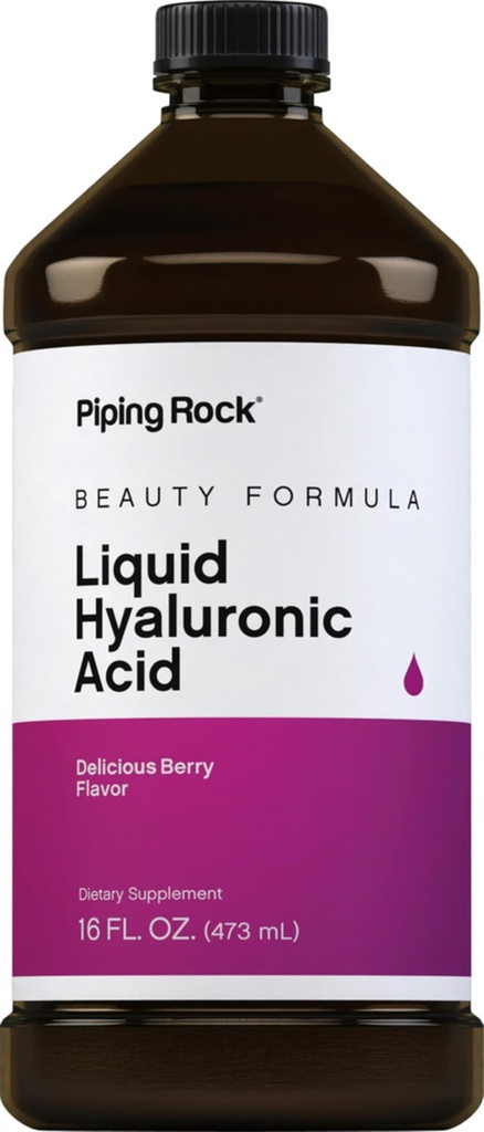 Piping Rock Hyaluronic Acid Dodatek 124; 100mg Acid 124; 16 fl oz Acid 124; Berry Ochucené tekuté 124; Vegetarian Formule 124; Non- GMO, gluten zdarma