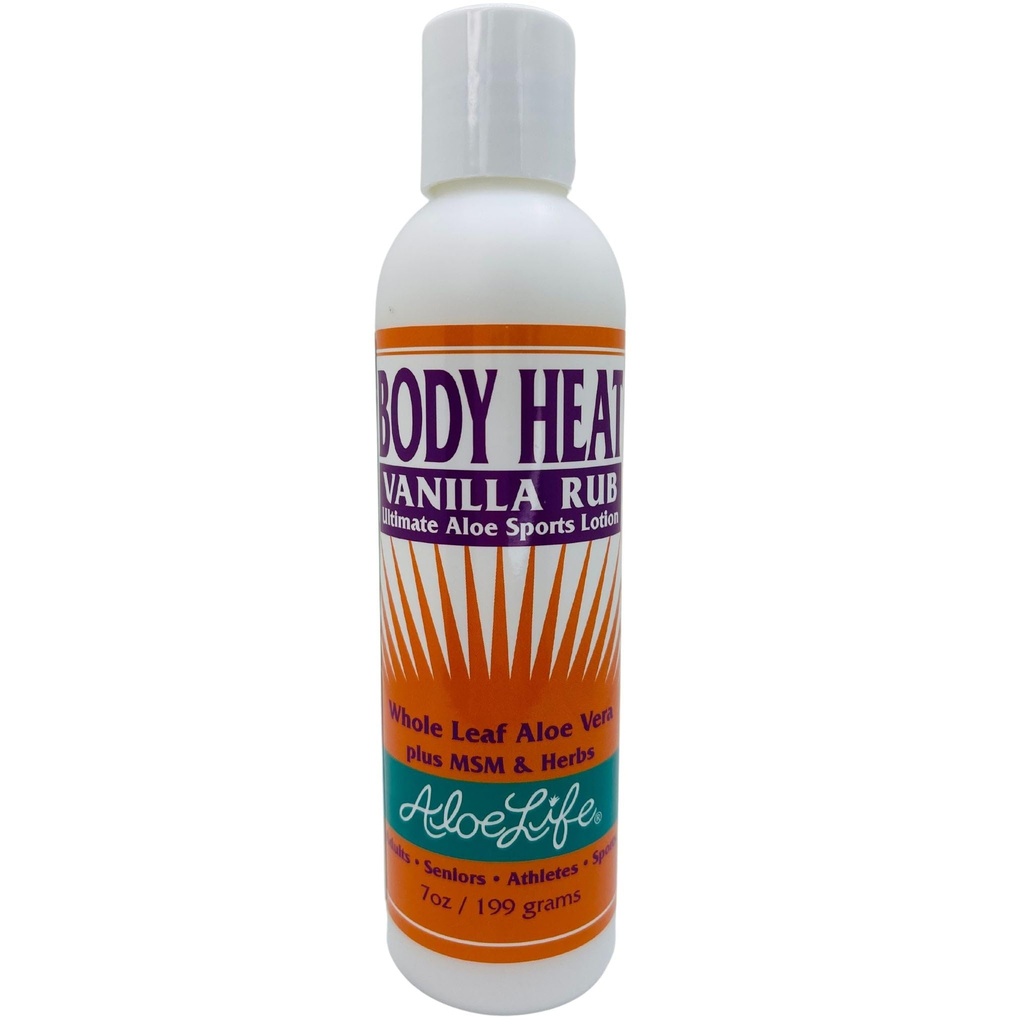 Aloe Life - Body Heat Vanilla Rub, Mazání, Ohřívací akce, Soothes & Relieves SORE Muscles, Safe for Seniors & Sportes, Pomáhá snížit napětí a stres, gluten- Free (7 oz)
