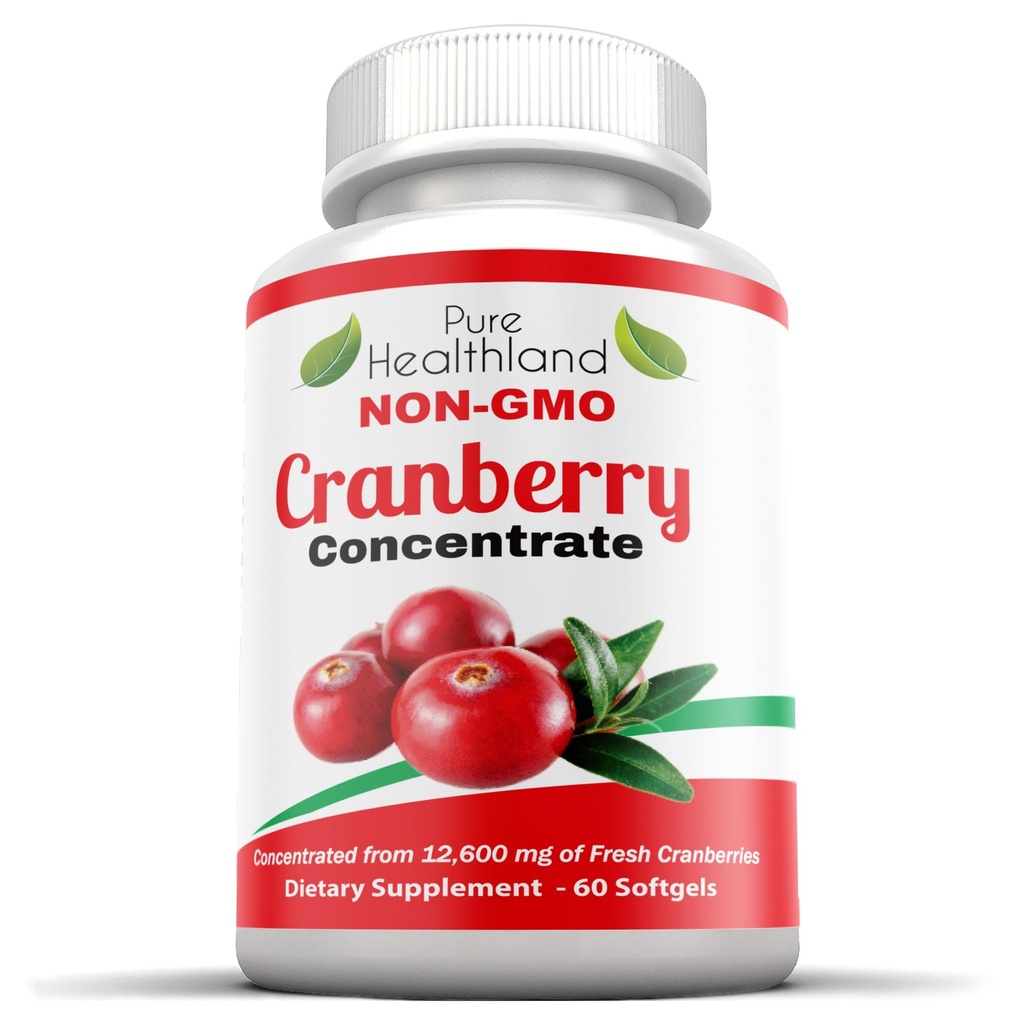 Non- GMO Cranberry Koncentrované od 12,600mg - Triple Strenggels - Snadné spolknout pilulky pro muže a ženy, 1 lahvička
