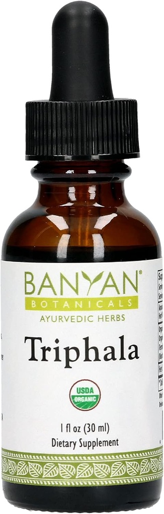 Banyan Botanicals Triphala Liquid Herbal Extract - Organic Triphala Extract with Amla, Haritaki & Bibhitaki - for Daily Detox, Regularity & Reyoundation * - 1oz. - Non- GMO Udržitelně Sourced Vegan