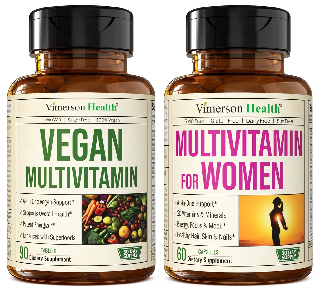 Vimerson Health Vegan Multivitamíny pro vegany a vegetariány & Multivitamin pro ženy