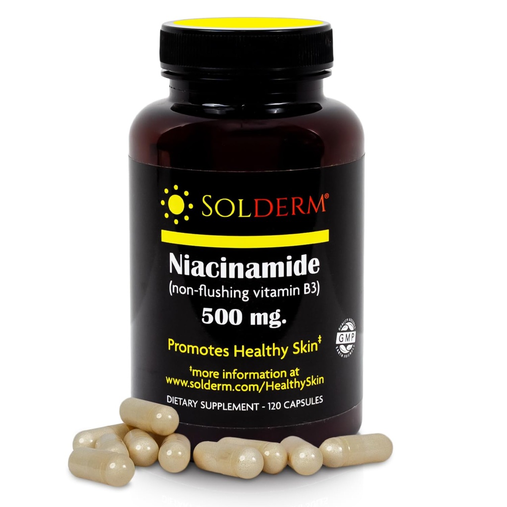 Niacinamid Non- Flushing vitamin B3 dodatek 124; Vegetariánské a gluten- Free Vitamin Niacinamid Tablety se zeleninovými pouzdry celulosy 124; Promotes Zdravá kůže 124; 120 Kapsle 124; 500mg