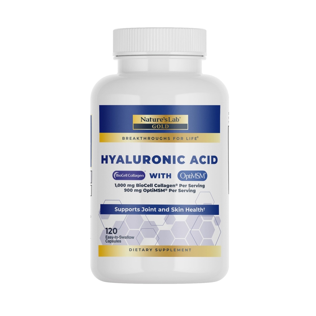 Přírodní kyselina hyaluronová s biocellem Collagen a MSM - Hydratace kůže, Společné zdraví - 120 Kapsle (40 denní dodávka)