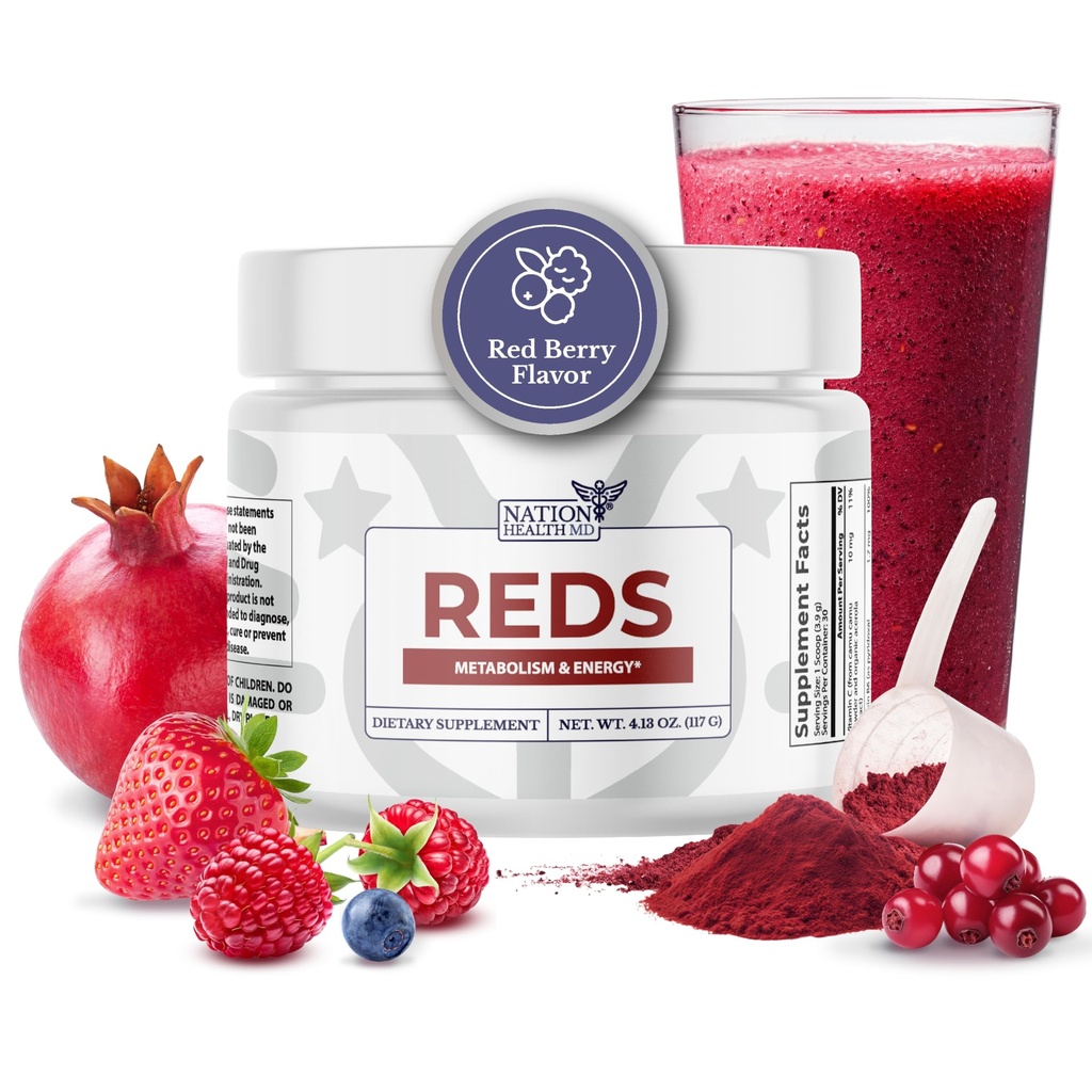 Červené - Super červené Powder s 39 Superfoods, Antioxidant- Rich Red Powder Superfoods, Probiotika a trávicí enzymy pro energii, Metabolismus & Gut Health - Red Berry Flavor