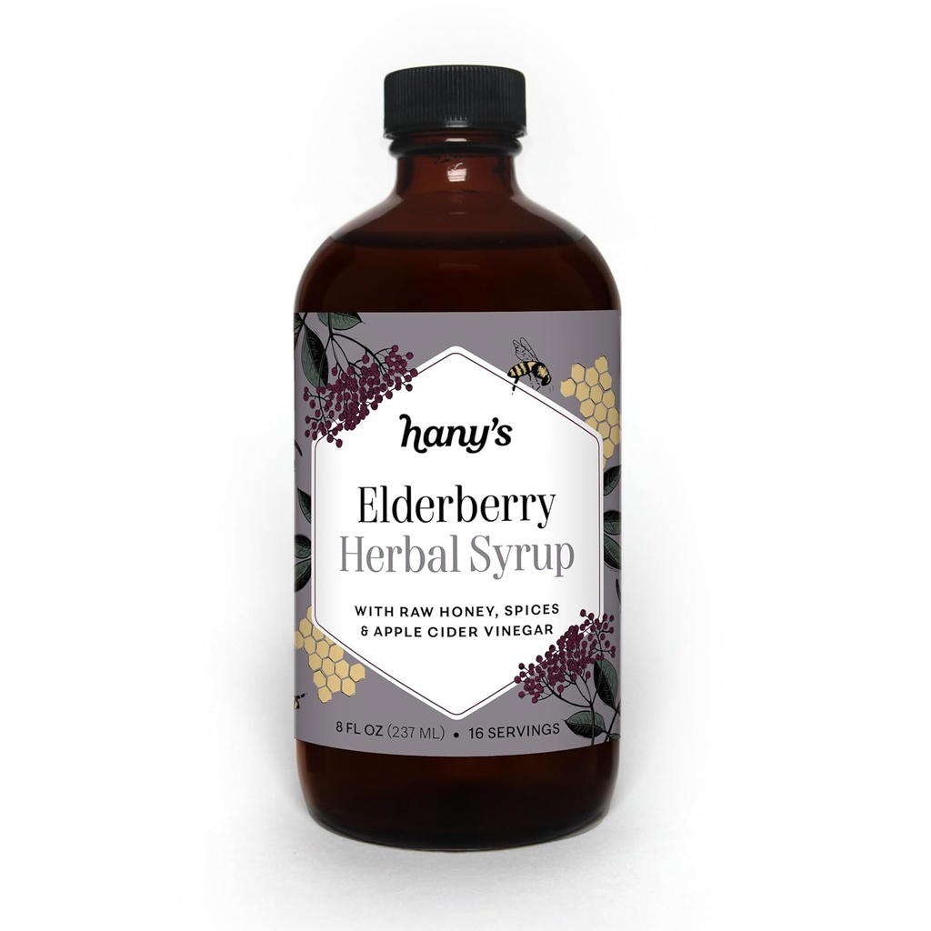 Hany 's Harvest Elderberry Bylinný Sirup - 8 fl oz cr124; All- Natural Wellness Tonic, Apple Cider ocet, Syrový med & Elderberry Cr124; Non- GMO, gluten- Free, Ruční výroba