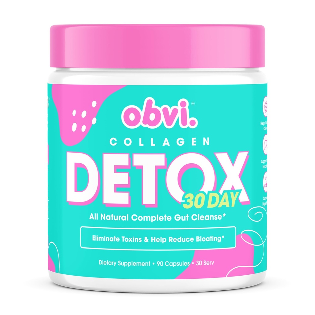 Obvi Detox Colon Cleanse Dodatek 124; Promotes Digestive and Gut Health, Bloating Relief, Pomáhá odstranit toxiny 124; Imunitní podpora s mlékem Thistle, Psyllium Husk, Senna Leaf 124; 90 Kapsle 124; 30 Služeb