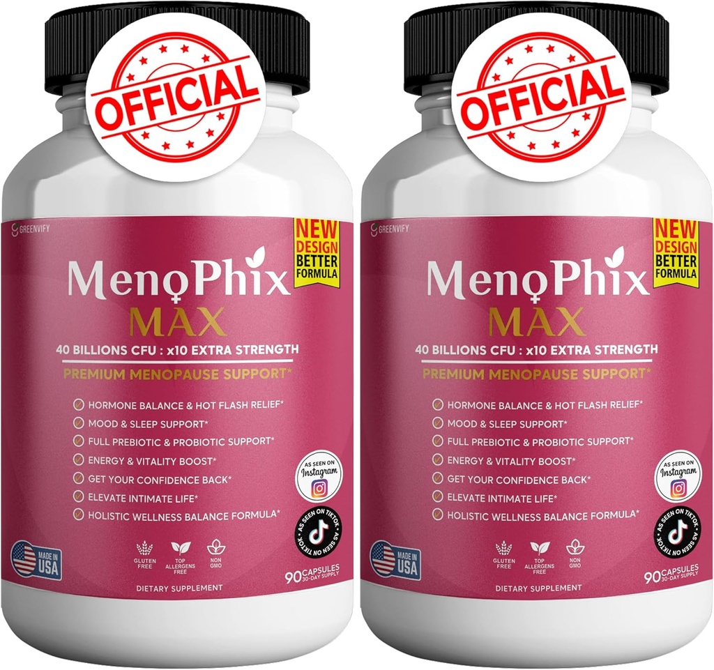 MenoPhix Max Premium Menopauza Support Supplement, 40 miliard CFU, Extra síla, 180 Kapsle (2)