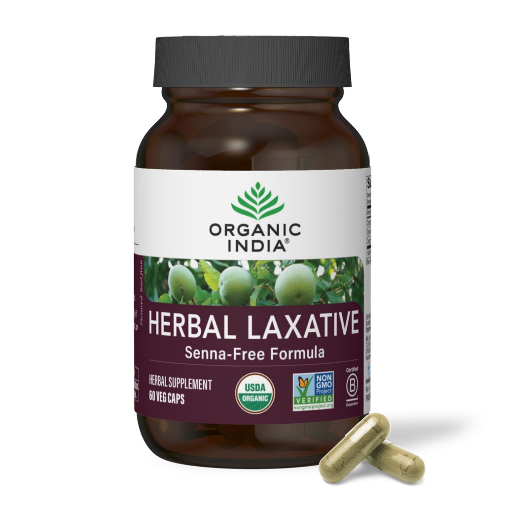 ORGANICKÁ INDIE Bylinný laxativní dodatek - Přírodní laxativní pro zácpu, bylinné laxativní kapsle, Zácpa Relief pro ženy a muže - USDA Certified Organic, Non- GMO, Vegan - 60 Kapsle