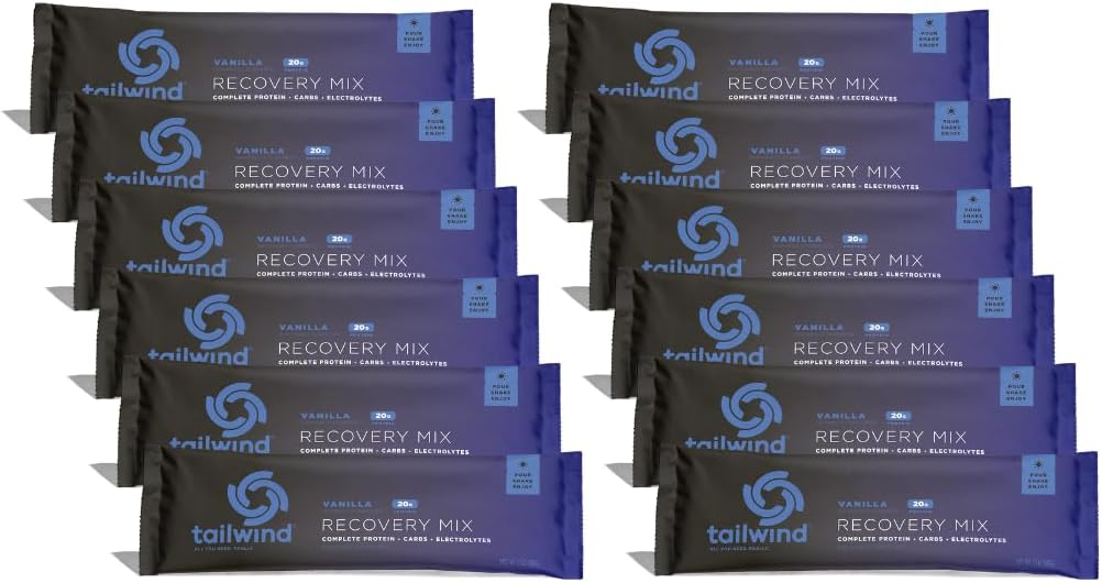Tailwind Nutrition Recovery Mix, 20 Grams Kompletní protein, karbohydráty, a Electrolytes Powder Drink Mix for Post- Workout, Free of Gluten, Soy, and Dairy, Vegan, 12 Servings, Vanilla
