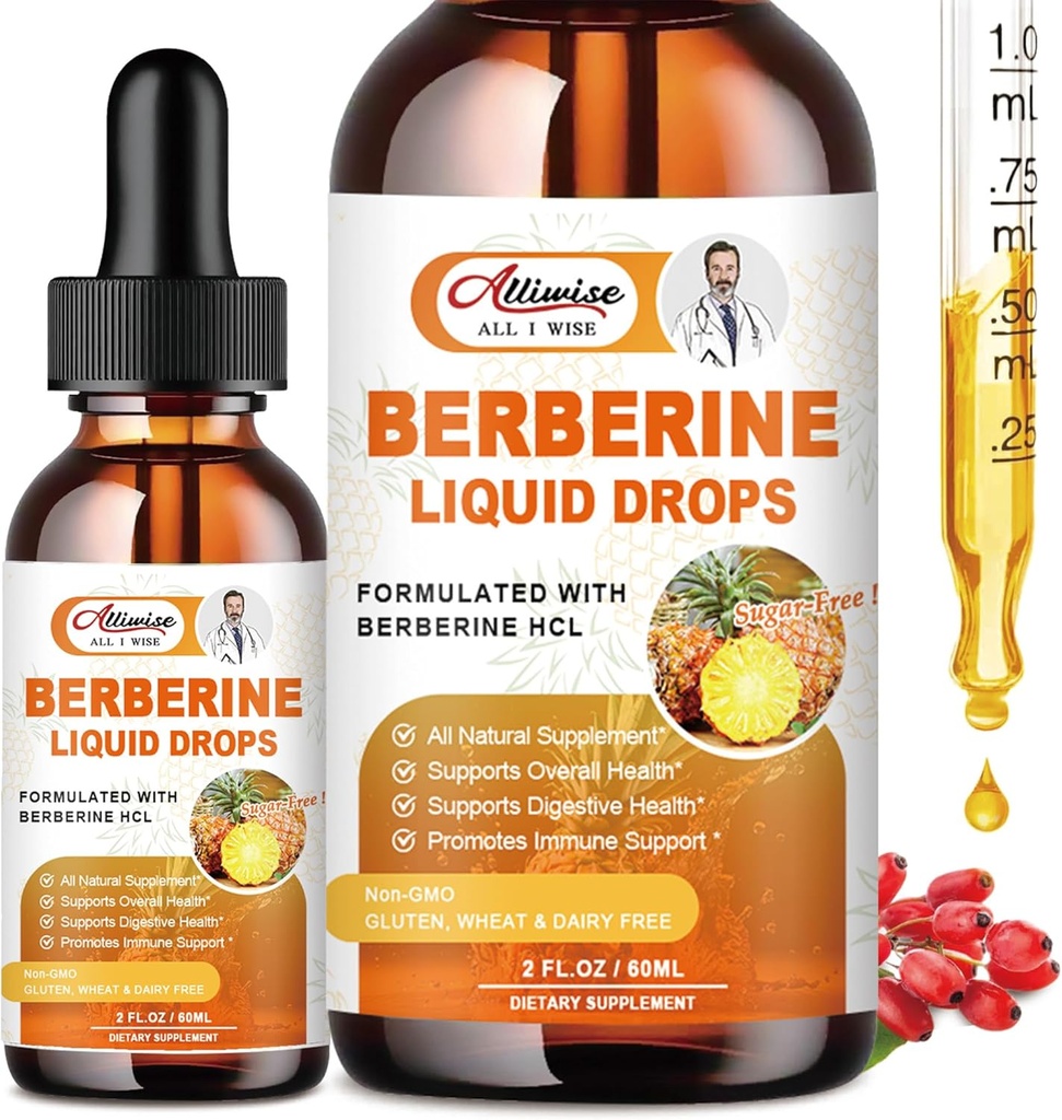 Berberine dodatek Liquid Kapky s Ceylon Skořice, Hořký Melon pro imunitní a trávicí systém Supports - Premium Berberine 1500mg s čistou Ceylon Skořice