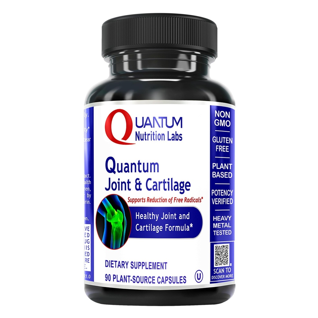 Quantum Joint & Cartilage Supplement - pro muže a ženy, společná mobilita a svalové zdraví, oprava chrupavky, Lepek zdarma, Plant- Sourced, Non- GMO - 90 Kapsle