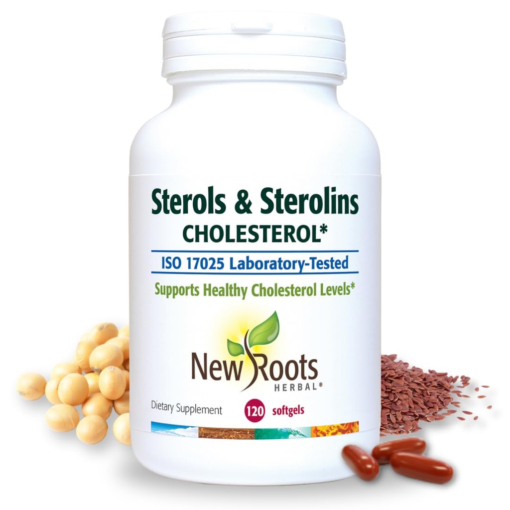 NEW ROOTS HERBAL Plant Sterols and Sterolins Supplementary with Organic Flaxseed IR 124; Stanols or Phytosterols for Cholesterol Support with Source of Omega-3s (120 Softgels)