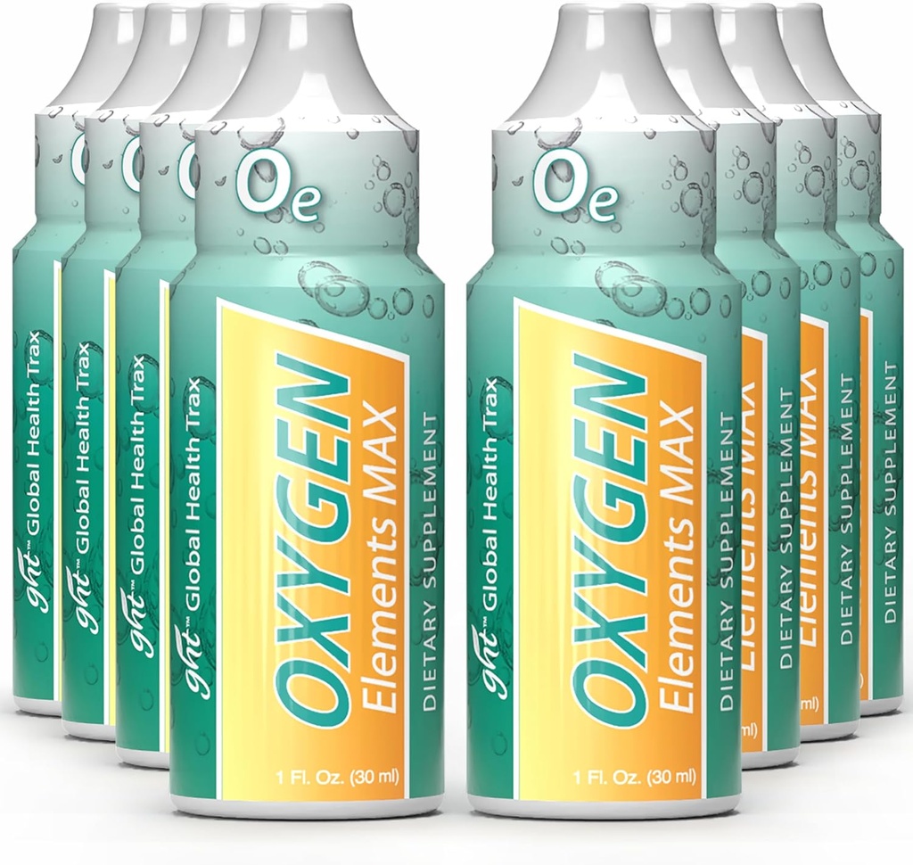 HE - Kyslíkové prvky Max tekuté kyslíkové kapky v 1 Ounce láhev, přenosný dodatek - Bolster Endurance and Stamina, Čisté buňky (8 Pack)