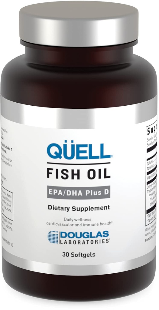 Douglas Laboratories Quell Fish Oil EPA / DHA Plus D 'I124; 3: 2 poměr EPA k DHA esenciální Omega 3 mastné kyseliny Plus 1000 I.U vitaminu D3 * I124; 30 Softgels