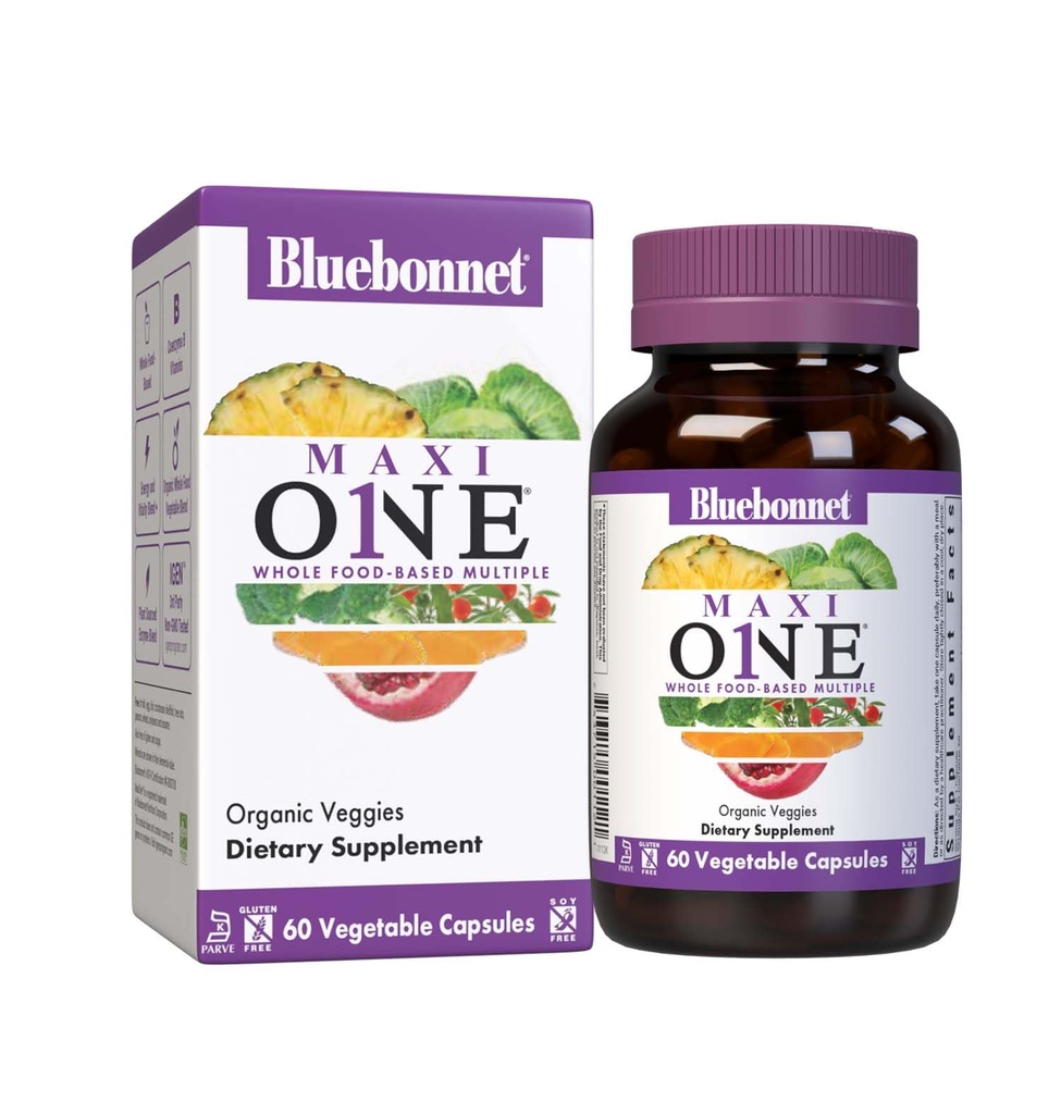 Bluebonnet Nutrition Maxi One (se železem), Whole Food Multiple, Enzymy, Energy, Vitality, Gluten & Dairy & Soy Free, Kosher, Vegetarian Friendly, Non- GMO, 2 měsíce dodávky, Beige, 60 Počet