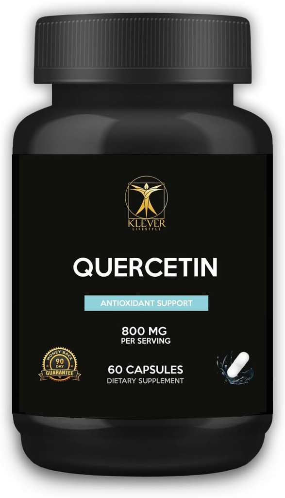 Klever životní styl 124; Quercetin s Bromelain dodatek 124; Antioxidační vlastnosti, Brain Health 124; 60 Kapsle 124; 800mg na podání