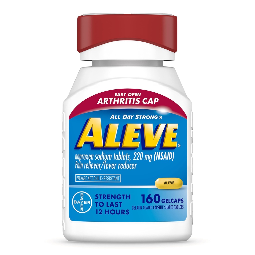 Aluve Gelcaps s Easy Open Artritis Cap, Naproxen Sodná sůl, léky na bolest artritidy, 160 Počet