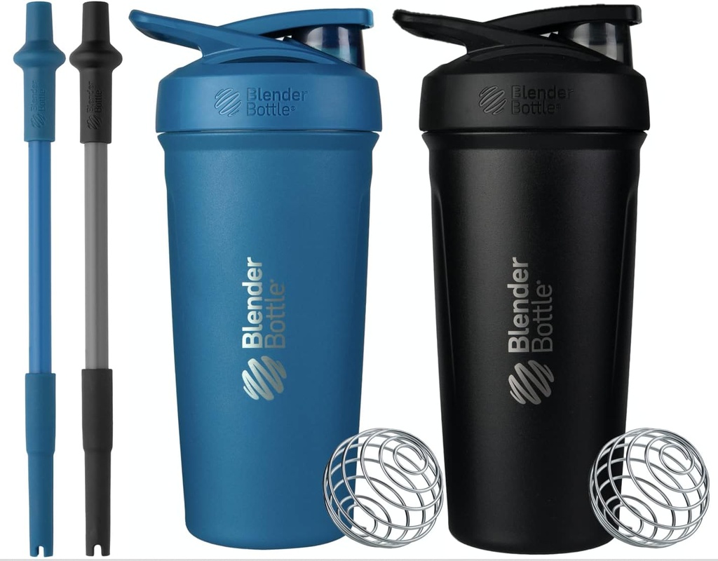 BlenderBottle Strada Shaker Cups with Silicone Straws, (2 24- Ounce Lahve a 2 Straws)