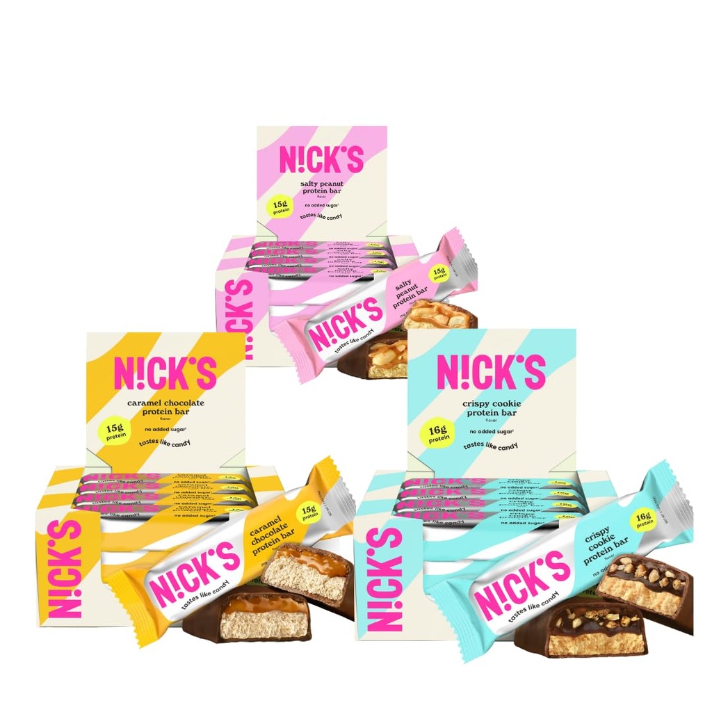 Nickův Sampler balení švédský styl protein bary, Keto Friendly Snack Bary, No Add Sugar, 5g kolagen, Nízký karban Protein Bar, Nízký cukr Strava Náhradní Bar, Keto Snacks, 36-Počet