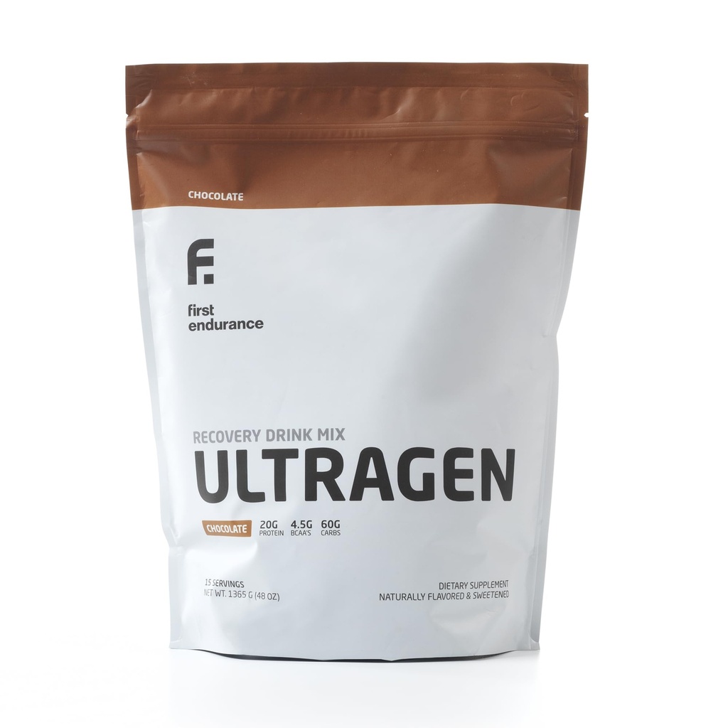 PRVNÍ ENDURANCE Ultragen Cvičení Recovery Drink Powder, Protein Mix, Zrychluje energii, Zrychluje obnovení 124; Čokoláda, 15 Služeb