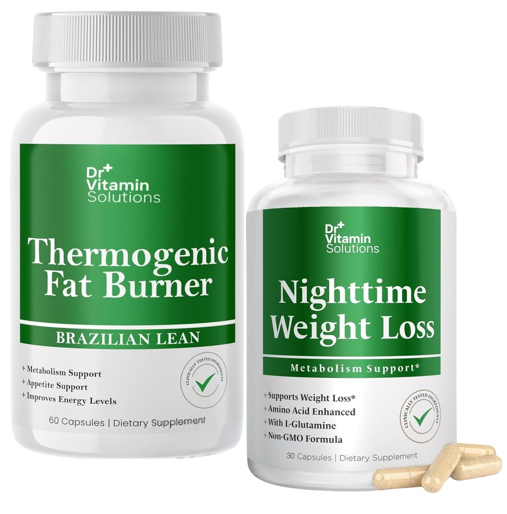 DR VITAMIN Solutions Termogenní spalovač tuků & noční hubnutí pilulky pro ženy, Waist Trimmer & doplňky pro nadýmání pro ženy & muže, 120 Kapsle