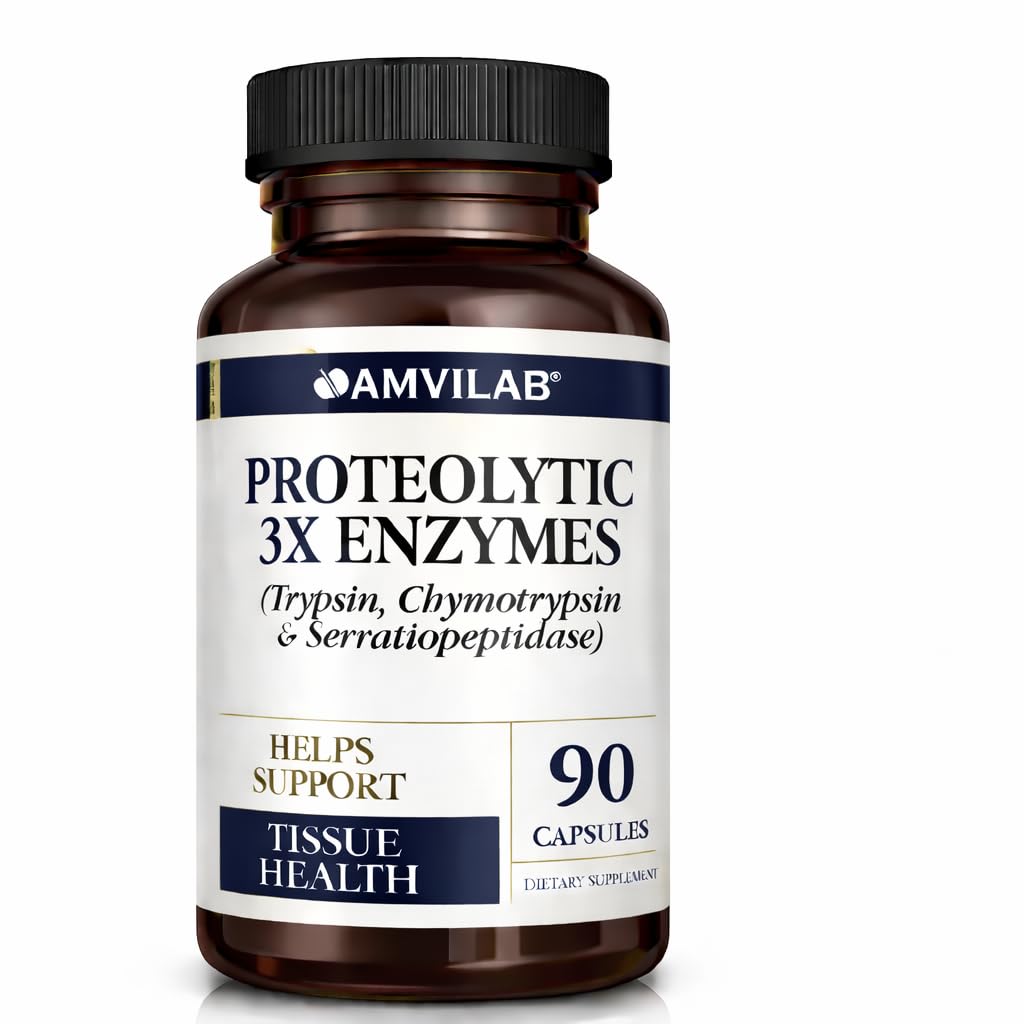 Proteolytické enzymy 3X - Trypsin, Chymokrypsin & Serrapeptidáza - Snížení Edema & Irritation z Tissue Injury - Podporuje tělo Wellness & Recovery - Dietní dodatek - 90 Kapsle