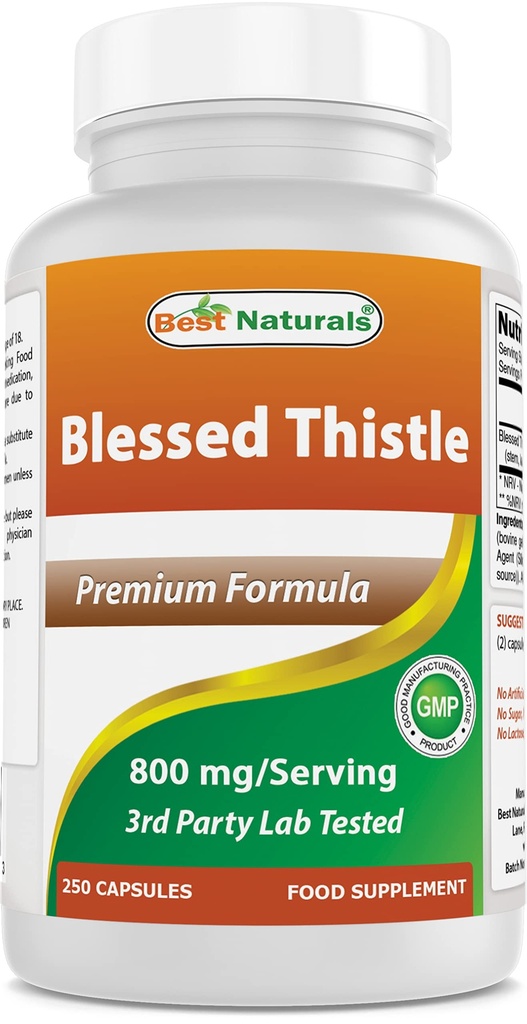 Nejlepší Naturals Požehnaný Thistle Kojení Kapsle - 800mg / Serving - 250 Počet