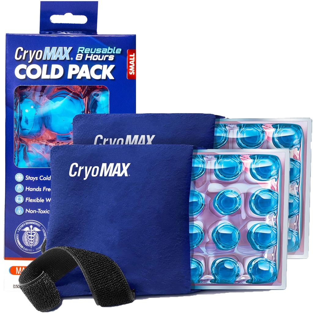 Studený balíček CryoMAX, opakovaně použitelný, 8 hodinová ledová terapie, malý, 6 "x 6" (balíček po 2)